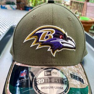 Rare Nwt 2014 Baltimore Ravens Salute To Service New Era 39Thirty Hat Cap Sz M/L
